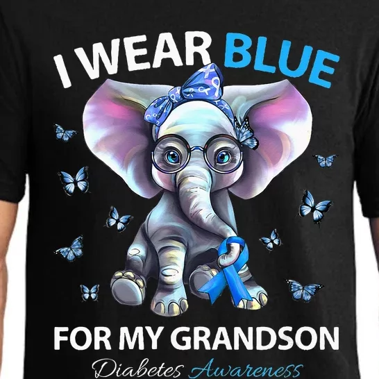 I Wear Blue For My Grandson Diabetes Awareness Elephant Pajama Set