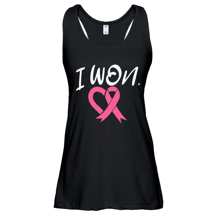 I Won Breast Cancer Awareness Support Pink Ribbon Survivor Ladies Essential Flowy Tank