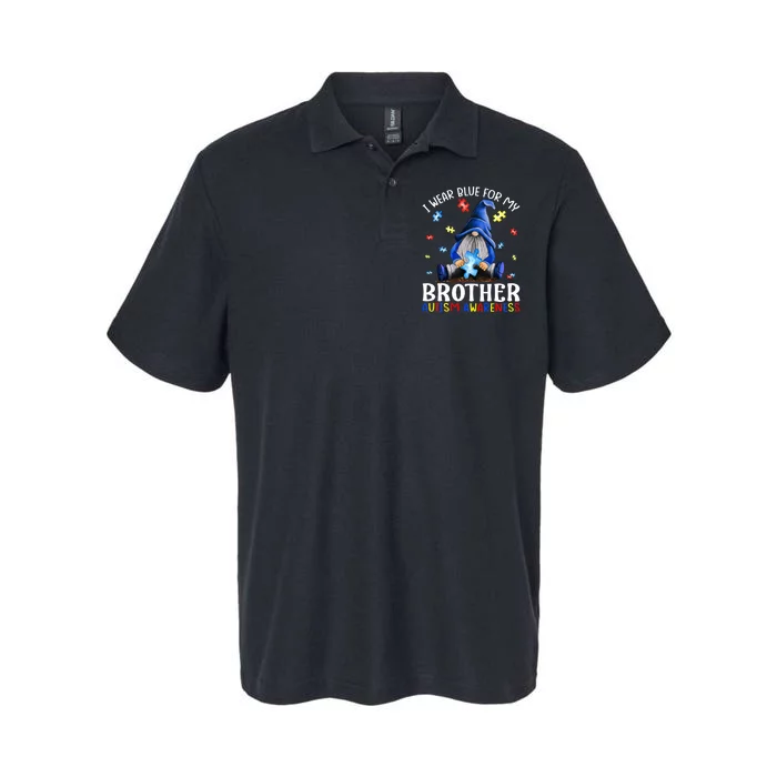 I Wear Blue For My Brother Autism Awareness Gnomes Softstyle Adult Sport Polo