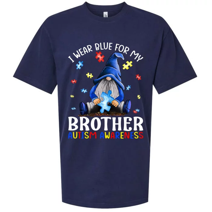 I Wear Blue For My Brother Autism Awareness Gnomes Sueded Cloud Jersey T-Shirt