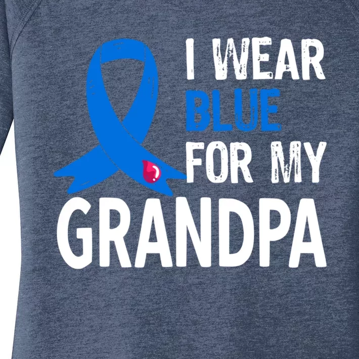 I Wear Blue For My Grandpa Diabetes Awareness Funny Gift Women's Perfect Tri Tunic Long Sleeve Shirt