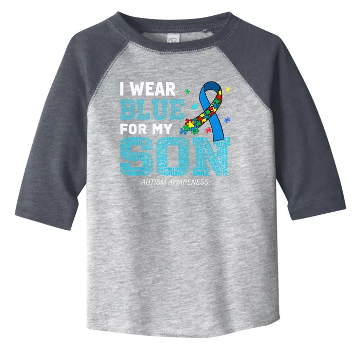 I Wear Blue For My Son Autism Awareness Month Shirt Mom Dad Toddler Fine Jersey T-Shirt