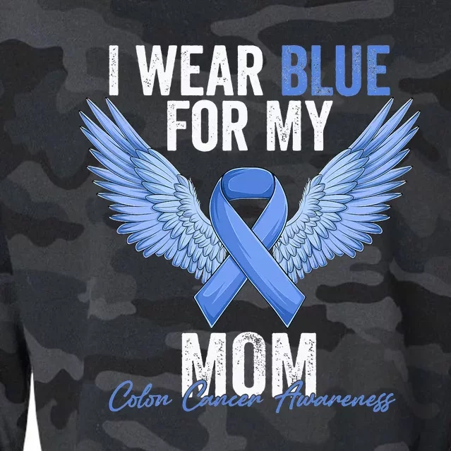 I Wear Blue For My Mom Colon Cancer Awareness Cropped Pullover Crew