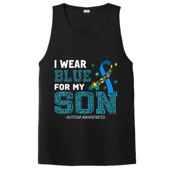 I Wear Blue For My Son Autism Awareness Month Performance Tank