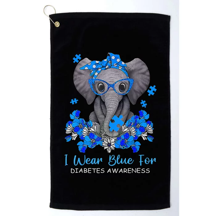 I Wear Blue For Diabetes Awareness Elephant Warrior Platinum Collection Golf Towel