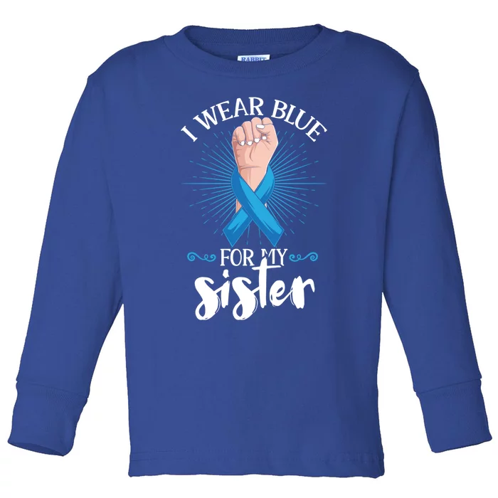 I Wear Blue For My Sister Diabetes Awareness Gift Toddler Long Sleeve Shirt