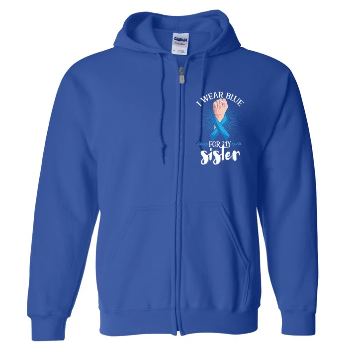 I Wear Blue For My Sister Diabetes Awareness Gift Full Zip Hoodie