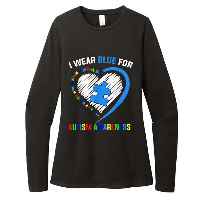 I Wear Blue For Autism Awareness Heart Puzzle Womens CVC Long Sleeve Shirt