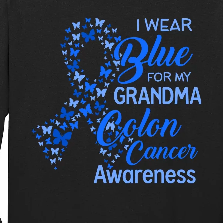 I Wear Blue For My Grandma Colon Cancer Awareness Tall Long Sleeve T-Shirt