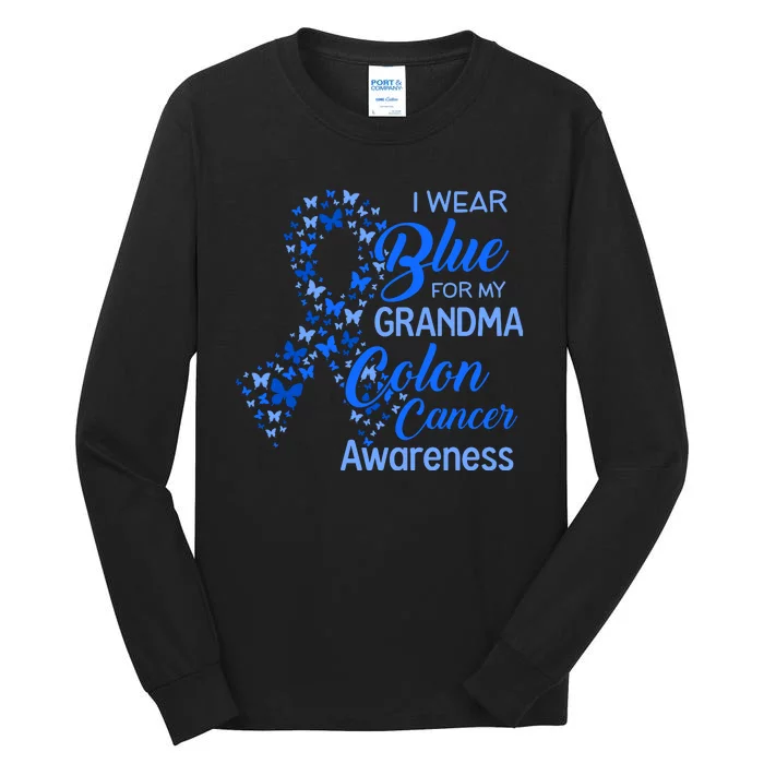 I Wear Blue For My Grandma Colon Cancer Awareness Tall Long Sleeve T-Shirt