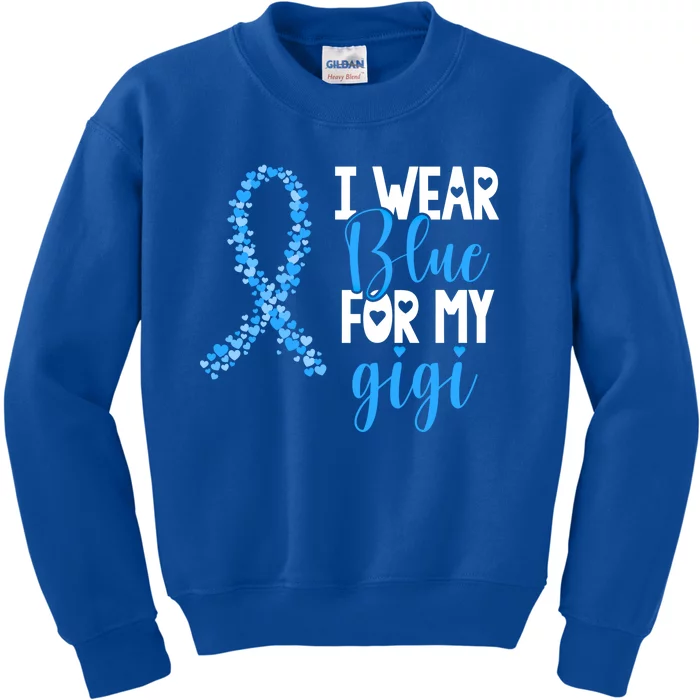 I Wear Blue For My Gigi Colon Cancer Awareness Support Gift Kids Sweatshirt