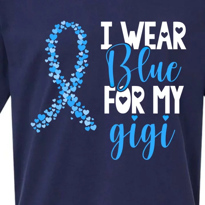 I Wear Blue For My Gigi Colon Cancer Awareness Support Gift Sueded Cloud Jersey T-Shirt