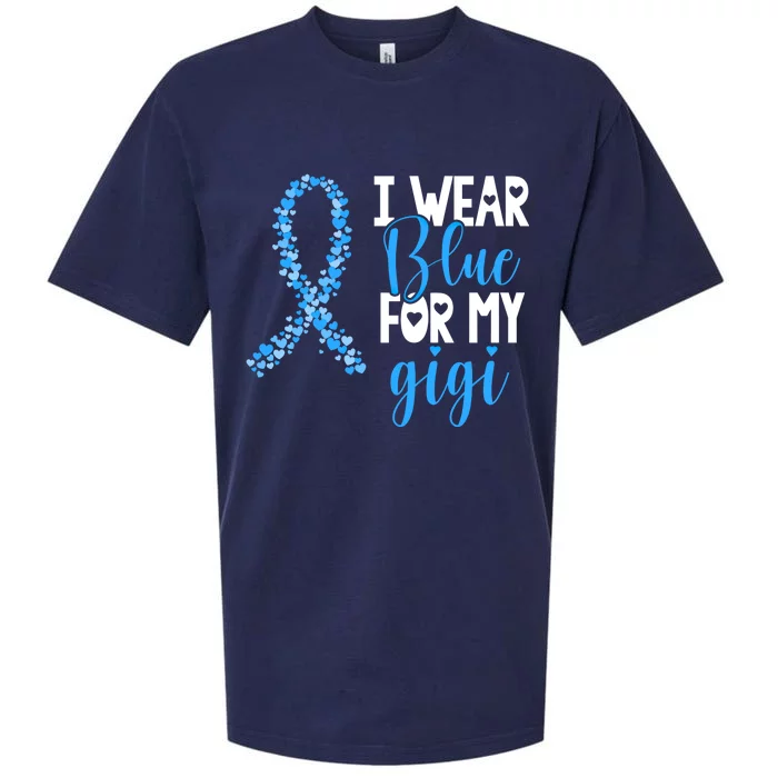 I Wear Blue For My Gigi Colon Cancer Awareness Support Gift Sueded Cloud Jersey T-Shirt