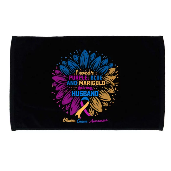 I Wear Blue Purple Marigold For My Husband Gift Bladder Cancer Gift Microfiber Hand Towel