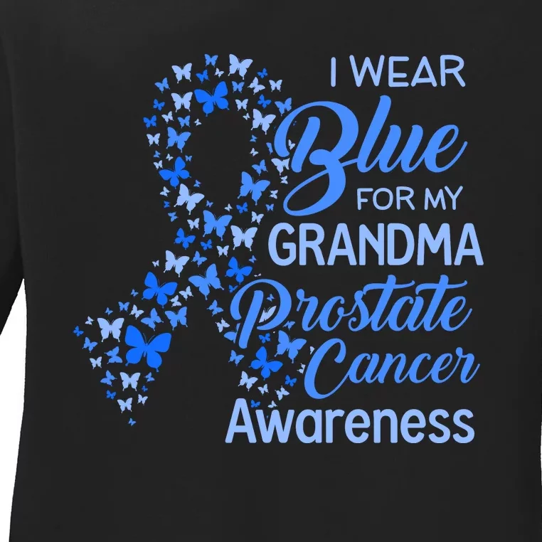 I Wear Blue For My Grandma Prostate Cancer Awareness Ladies Long Sleeve Shirt