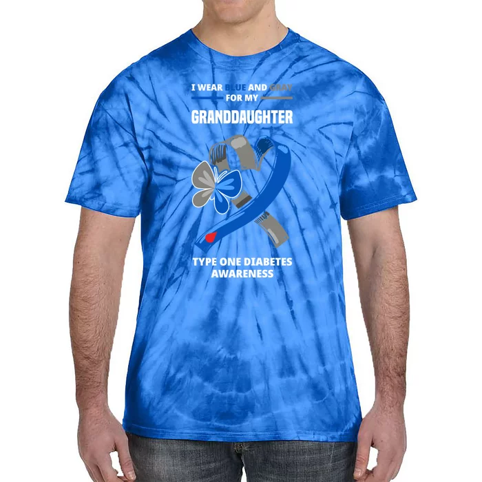 I Wear Blue And Gray For My Granddaughter Type One Diabetes Gift Tie-Dye T-Shirt