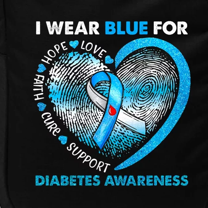 I Wear Blue For Diabetes Awareness Heart Blue Ribbon Gift Impact Tech Backpack