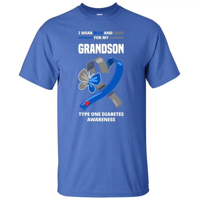 I Wear Blue And Gray For My Grandson Type One Diabetes Gift Tall T-Shirt