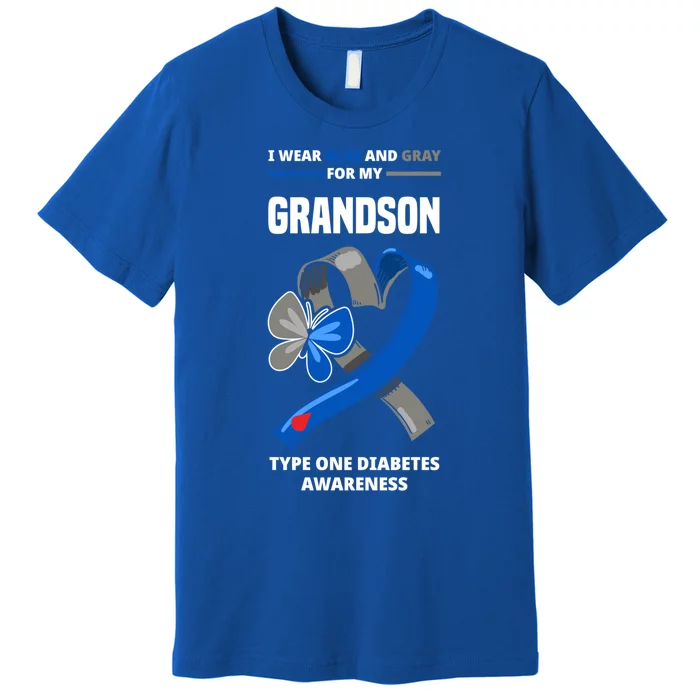 I Wear Blue And Gray For My Grandson Type One Diabetes Gift Premium T-Shirt