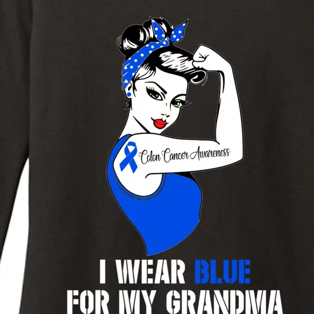 I Wear Blue For My Grandma Colon Cancer Awareness Cute Gift Womens CVC Long Sleeve Shirt