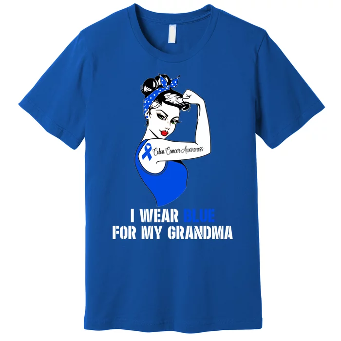 I Wear Blue For My Grandma Colon Cancer Awareness Cute Gift Premium T-Shirt