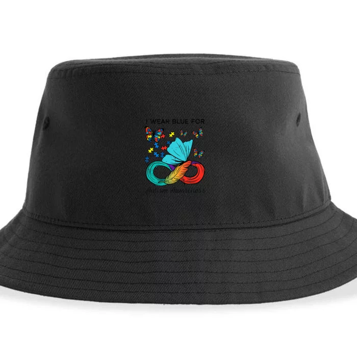 I Wear Blue For Autism Awareness Acceptance Sustainable Bucket Hat