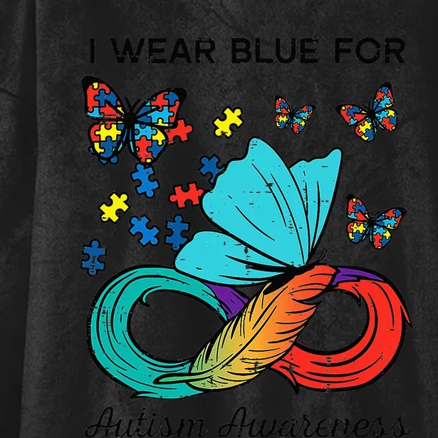 I Wear Blue For Autism Awareness Acceptance Hooded Wearable Blanket