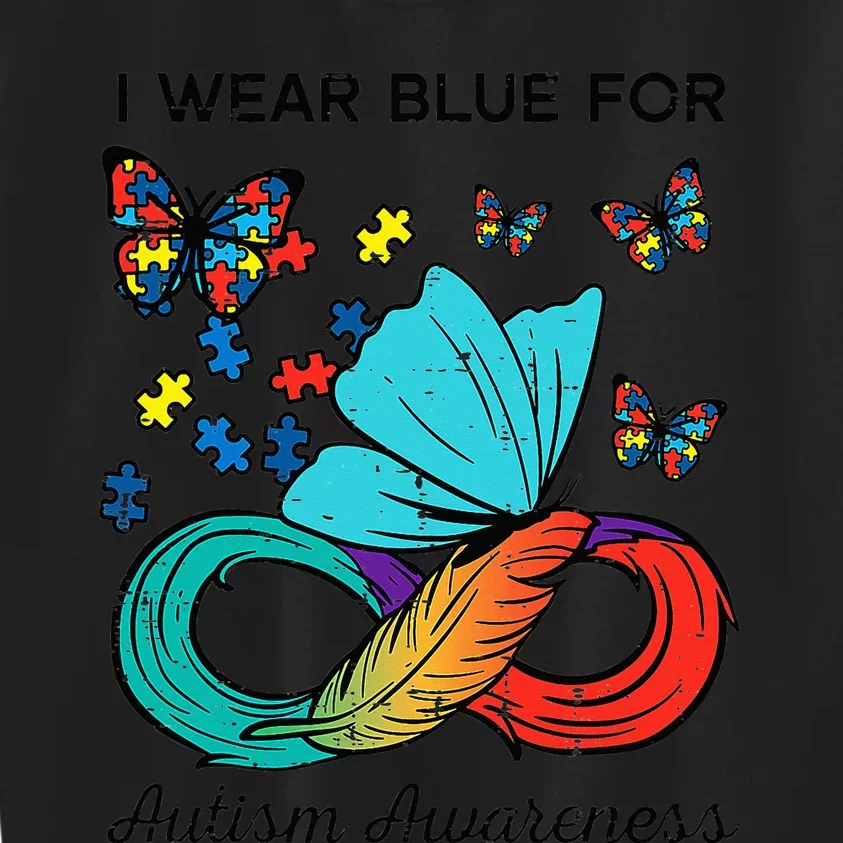 I Wear Blue For Autism Awareness Acceptance Kids Sweatshirt