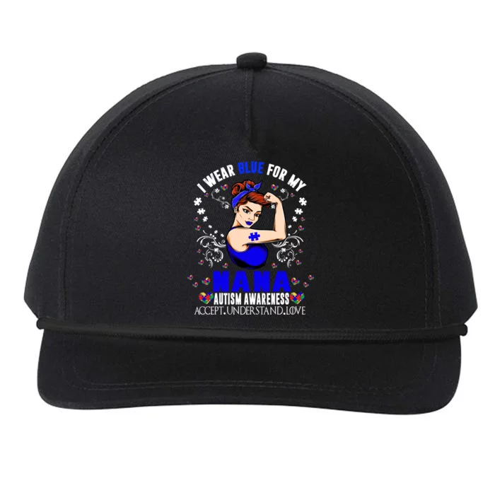 I Wear Blue For My Nana Grandmother Autism Awareness Month Gift Snapback Five-Panel Rope Hat