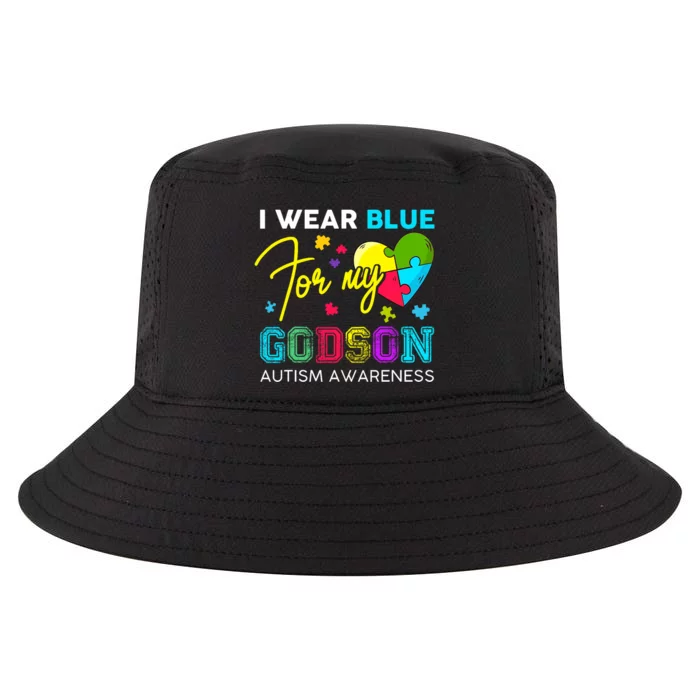 I Wear Blue For My Godson Autism Awareness Godmom Goddad Cool Comfort Performance Bucket Hat