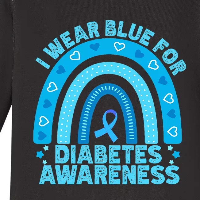 I Wear Blue For Diabetes Awareness Rainbow Diabetic Baby Long Sleeve Bodysuit