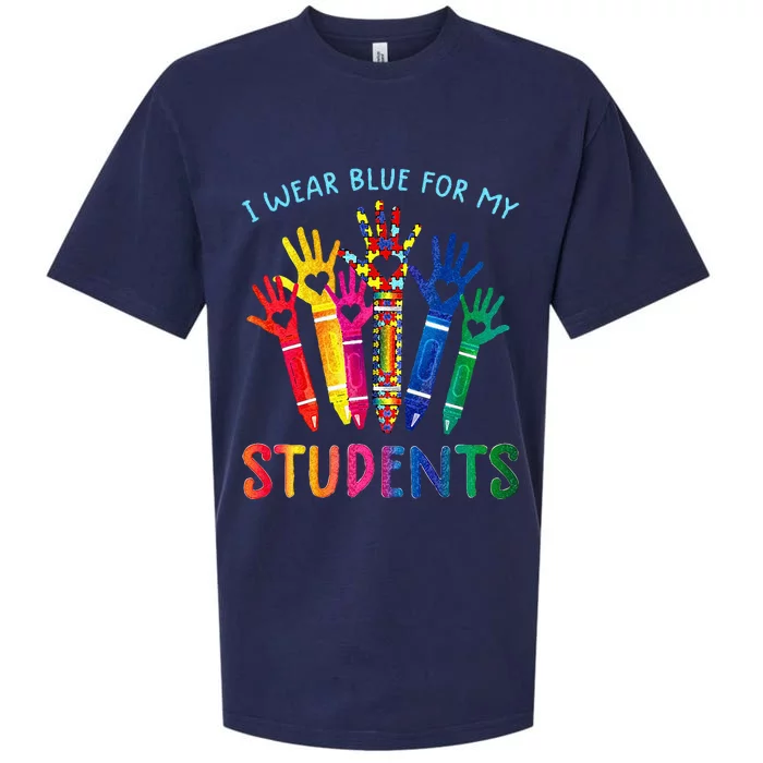 I Wear Blue For My Students Special Sped Teachers Autism Sueded Cloud Jersey T-Shirt