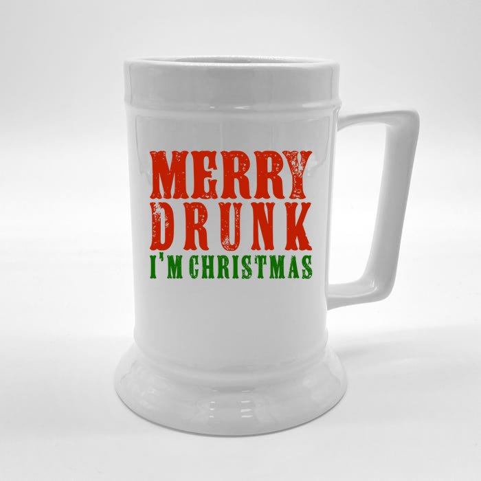 Ing Wine Beer Lover Merry Drunk IM Christmas Gift Front & Back Beer Stein