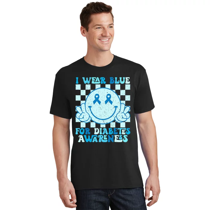 I Wear Blue For Diabetes Awareness month Smile Face Diabetic T-Shirt