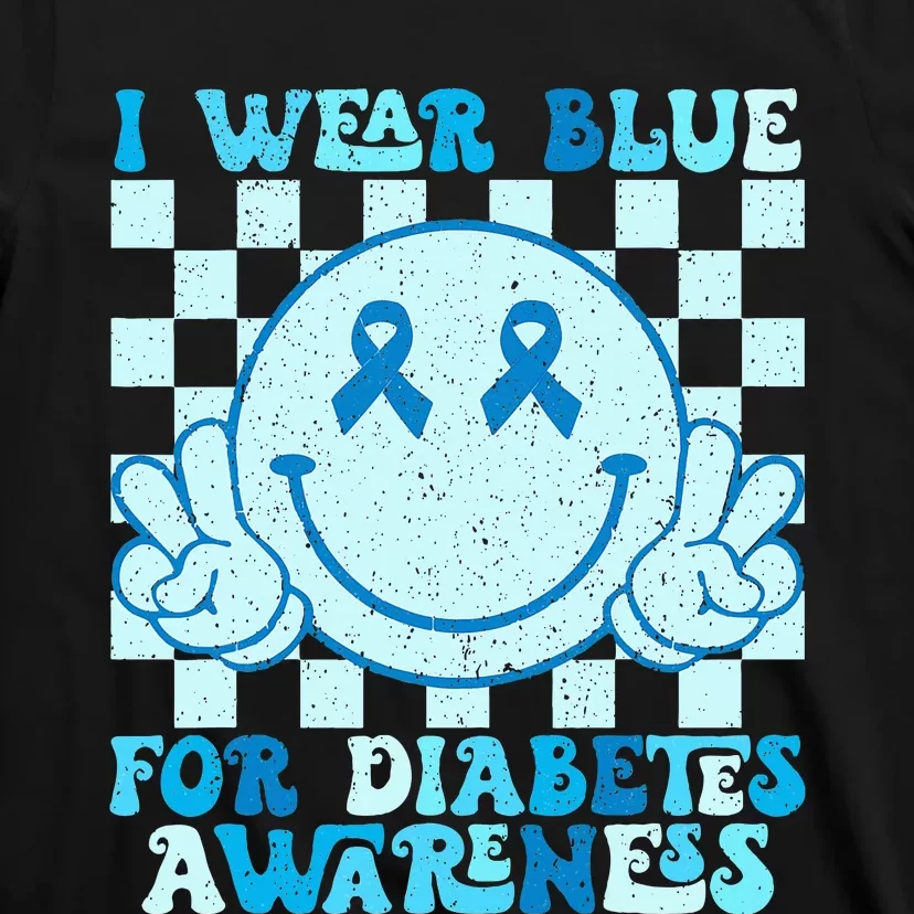 I Wear Blue For Diabetes Awareness month Smile Face Diabetic T-Shirt