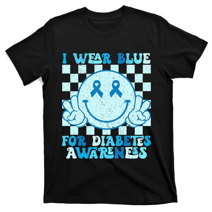 I Wear Blue For Diabetes Awareness month Smile Face Diabetic T-Shirt