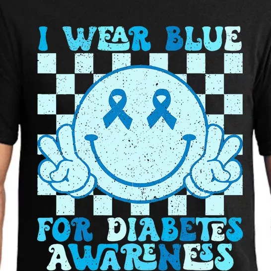 I Wear Blue For Diabetes Awareness month Smile Face Diabetic Pajama Set