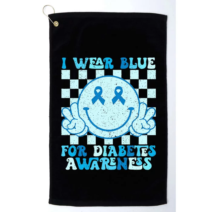 I Wear Blue For Diabetes Awareness month Smile Face Diabetic Platinum Collection Golf Towel