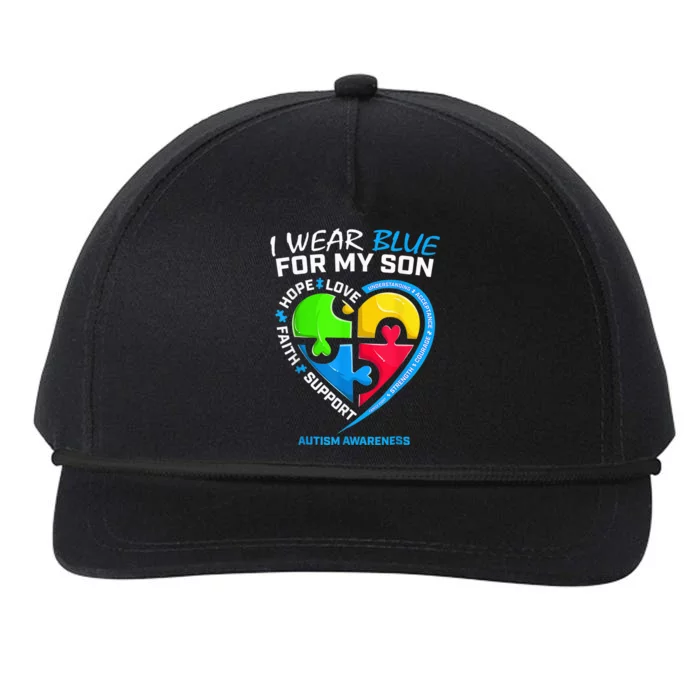 I Wear Blue For My Son Autism Awareness Snapback Five-Panel Rope Hat