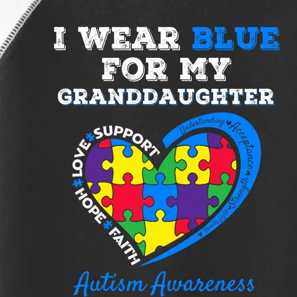 I Wear Blue For My Granddaughter Autism Grandma Grandpa Toddler Fine Jersey T-Shirt