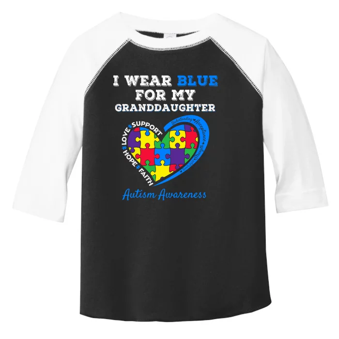 I Wear Blue For My Granddaughter Autism Grandma Grandpa Toddler Fine Jersey T-Shirt