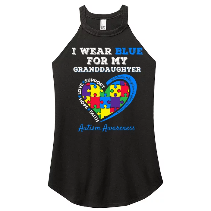 I Wear Blue For My Granddaughter Autism Grandma Grandpa Women’s Perfect Tri Rocker Tank