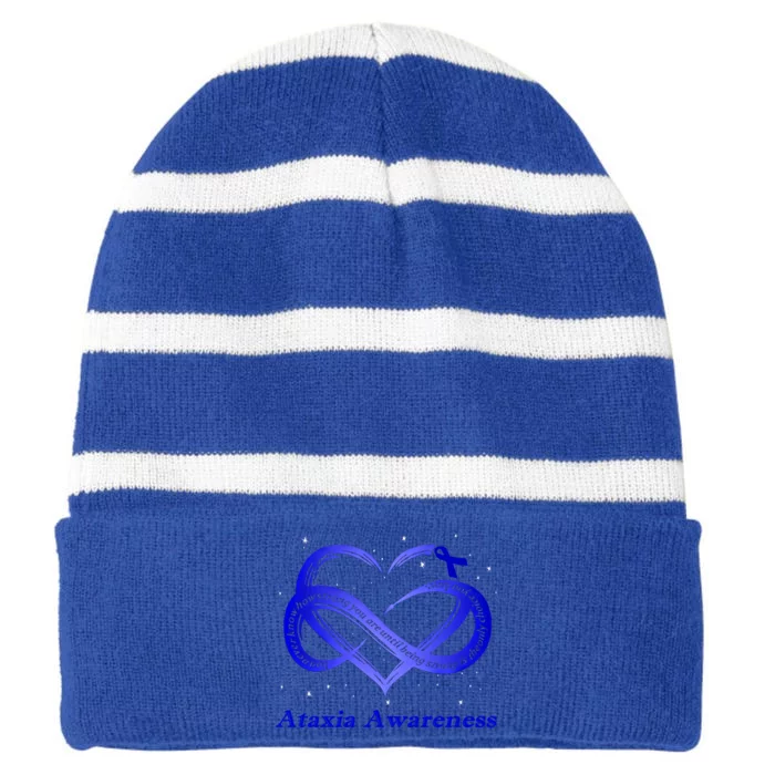 I Wear Blue Taxia Awareness Warrior Gift Striped Beanie with Solid Band