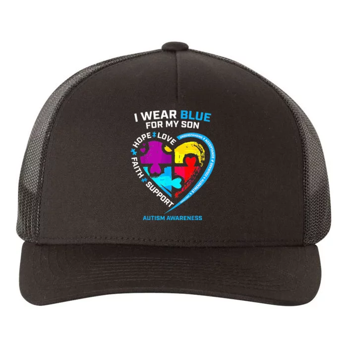 I Wear Blue For My Son Autism Awareness Gifts For Mom Yupoong Adult 5-Panel Trucker Hat