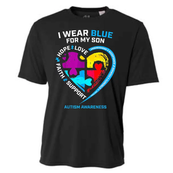 I Wear Blue For My Son Autism Awareness Gifts For Mom Cooling Performance Crew T-Shirt