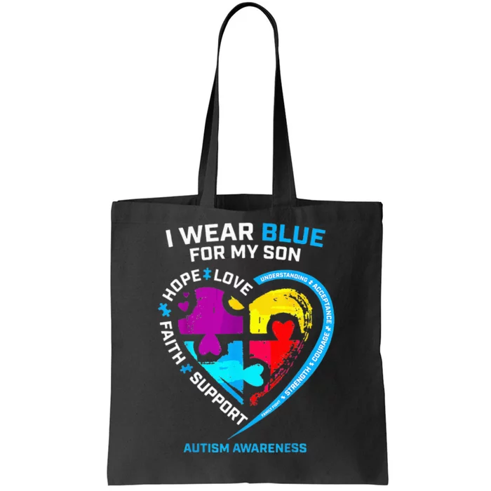 I Wear Blue For My Son Autism Awareness Gifts For Mom Tote Bag