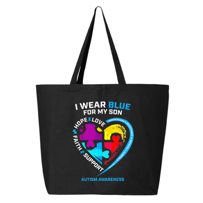 I Wear Blue For My Son Autism Awareness Gifts For Mom 25L Jumbo Tote