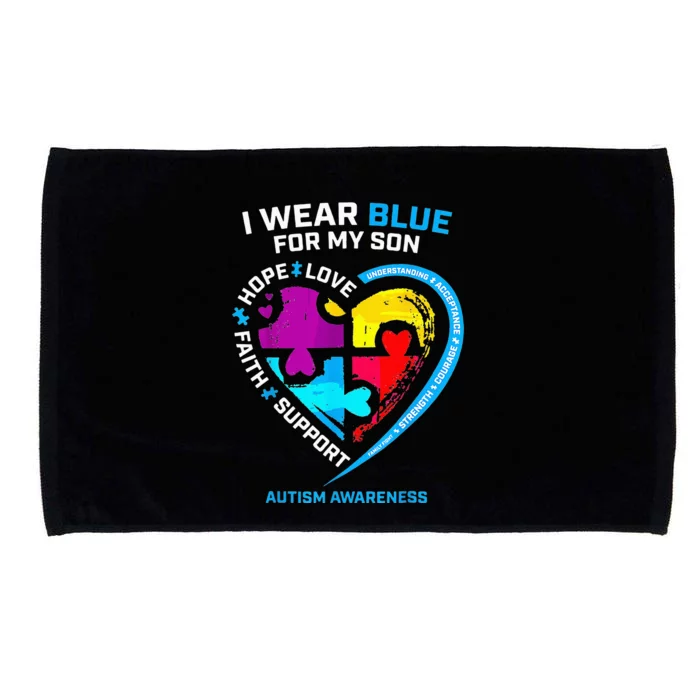 I Wear Blue For My Son Autism Awareness Gifts For Mom Microfiber Hand Towel