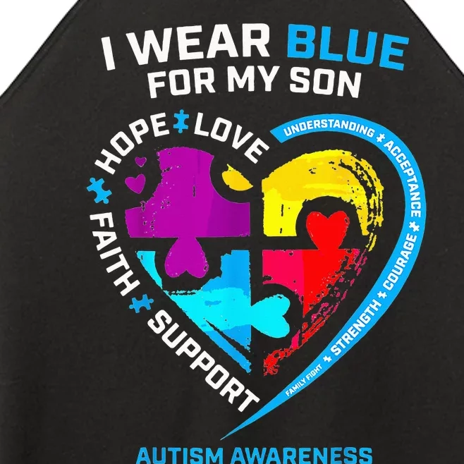 I Wear Blue For My Son Autism Awareness Gifts For Mom Women’s Perfect Tri Rocker Tank