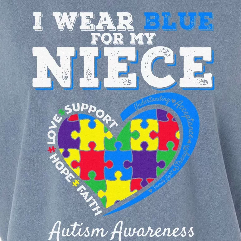 I Wear Blue For My Niece Aunt Uncle Autism Awareness Garment-Dyed Women's Muscle Tee